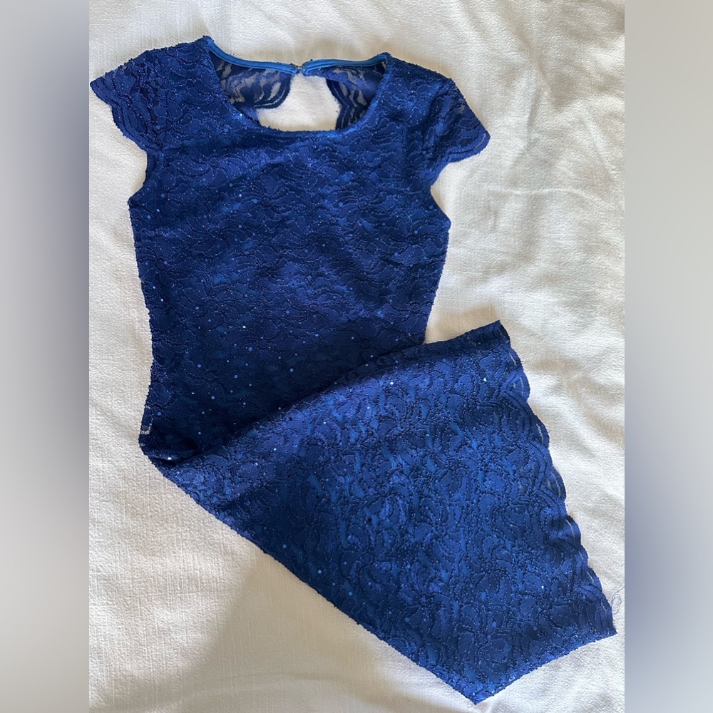 Blue Cocktail Short Open Back Dress